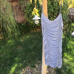 Blue ruched bodycon dress